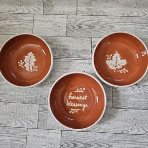 Rae Dunn Autumn Leaf Bowls - Orange and White 3 Piece Set-New!